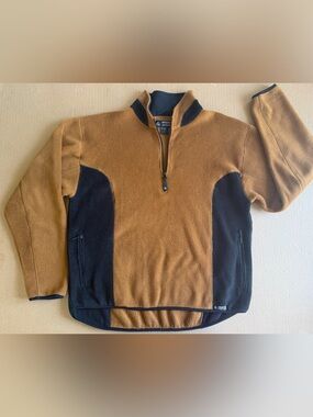 Vintage Misty Mountain Sweater Pullover Men's L Brown/Black Fleece Zip Pockets
